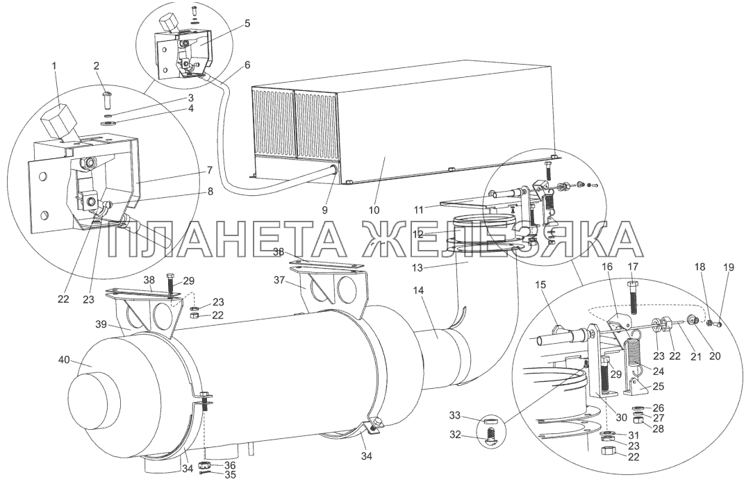 Установка отопителя независимого действия МЗКТ-74131