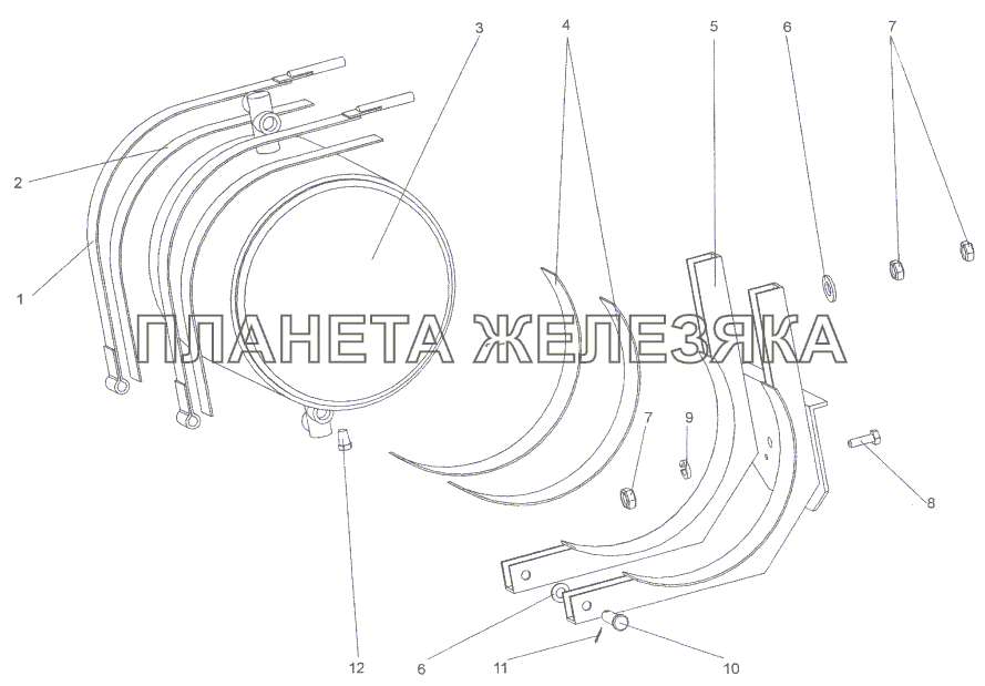 Крепление топливных агрегатов питания подогревателя МЗКТ-74171