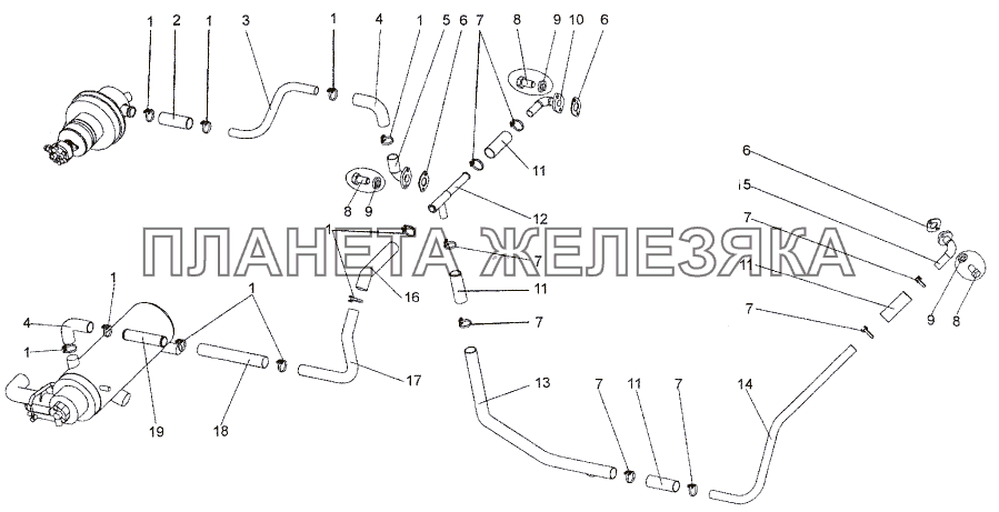 Система охлаждения подогревателя (ПЖД) МЗКТ-74171