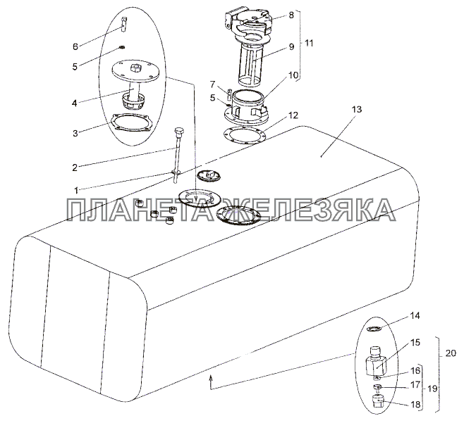 Бак топливный 6525-1101010 МЗКТ-74171