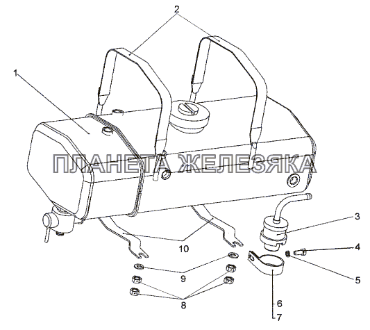 Установка бачка расширительного и редукционного клапана МЗКТ-74171