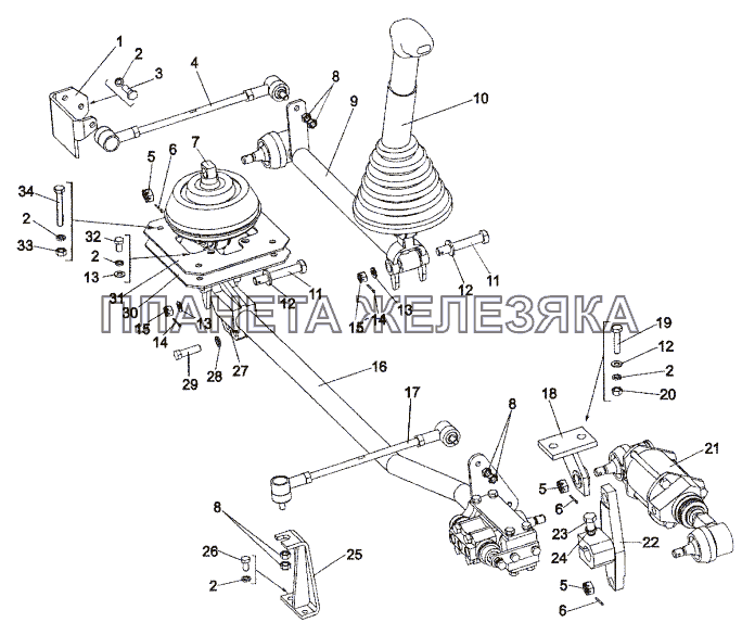 Привод управления механизмом переключения передач МЗКТ-74171