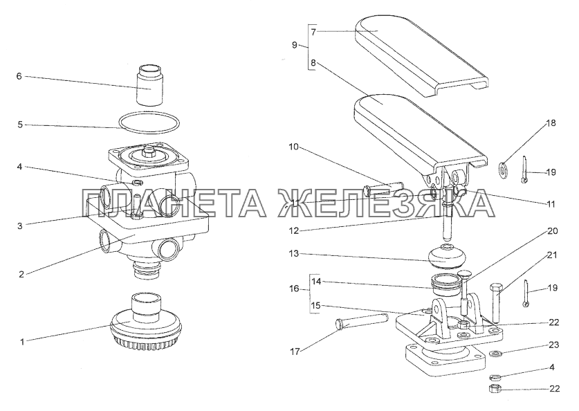 Привод тормозного крана МЗКТ-74171