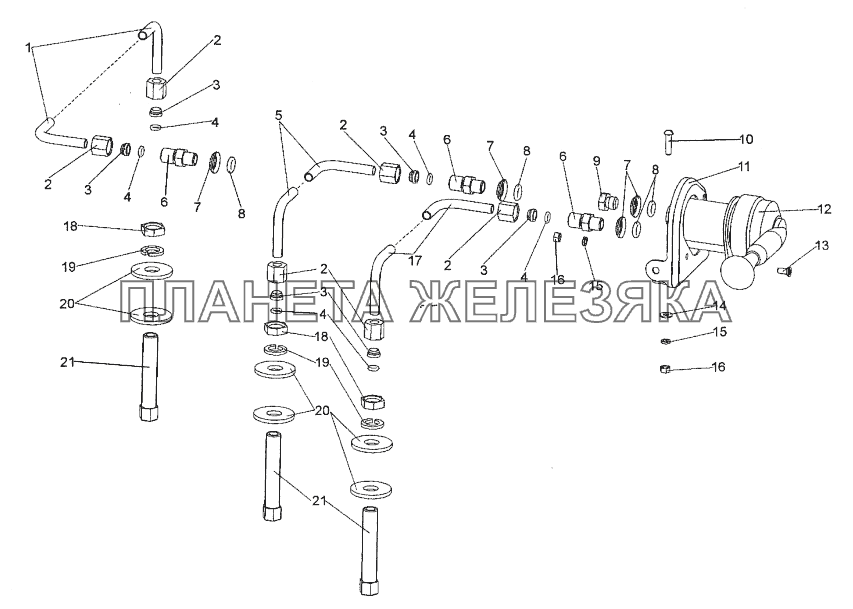 Установка крана стояночного тормоза МЗКТ-74171