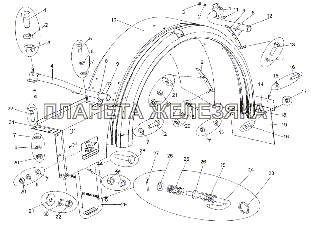 Установка передних крыльев МЗКТ-74171