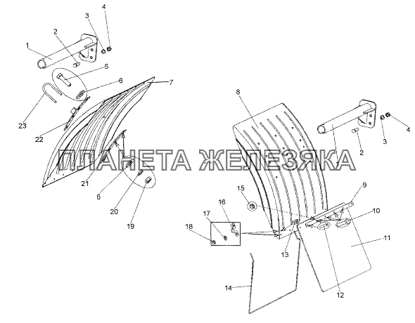 Установка задних крыльев МЗКТ-74171