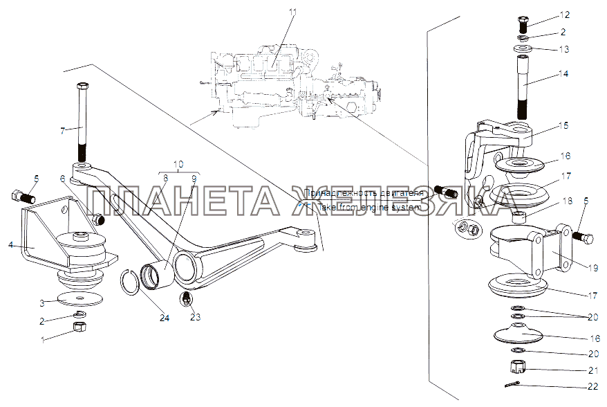 Установка двигателя МЗКТ-7429