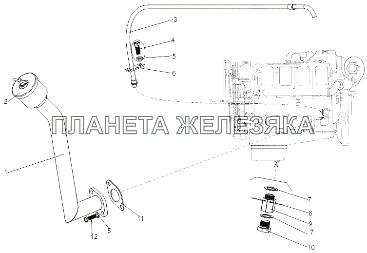 Установка агрегатов системы смазки двигателя МЗКТ-79097