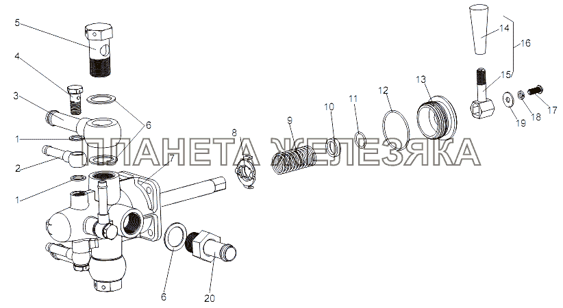 Кран топливораспределительный 79092-1116010-10 МЗКТ-79097