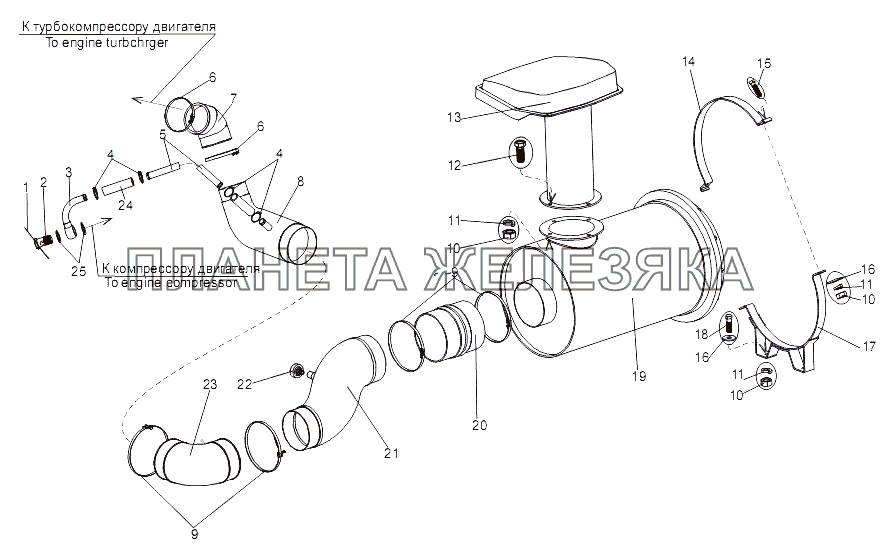 Установка воздухоочистителя МЗКТ-79097