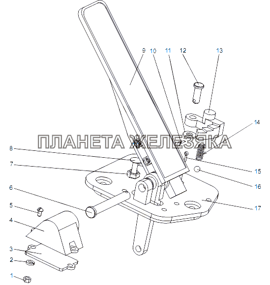 Педаль с кронштейном 74133-1108005 МЗКТ-79092 (нов.)