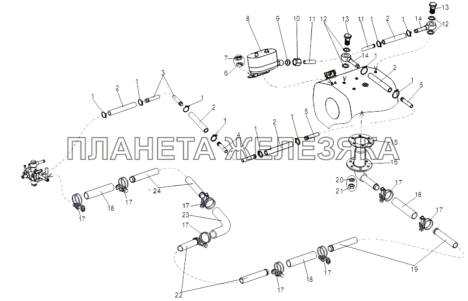 Топливопроводы правого топливного бака МЗКТ-79097