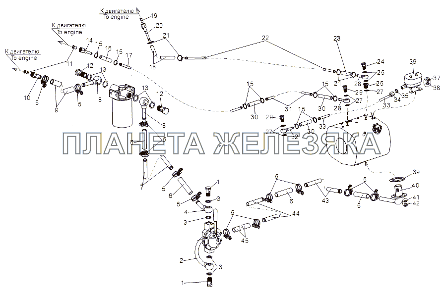 Установка топливопроводов МЗКТ-751652