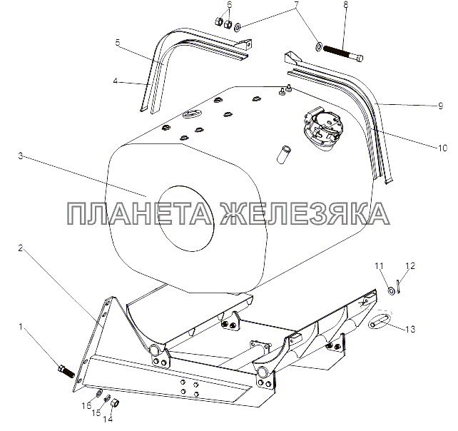 Установка топливных баков МЗКТ-751652