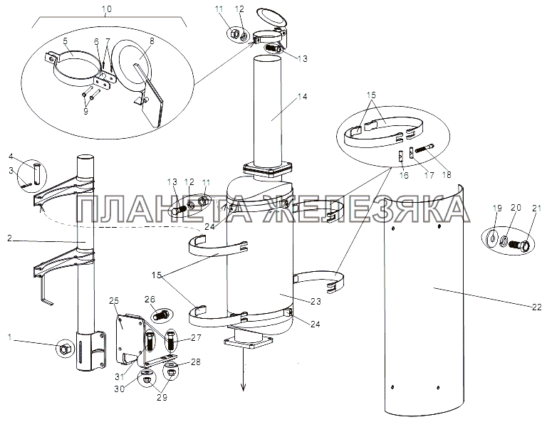 Крепление глушителя МЗКТ-79092 (нов.)