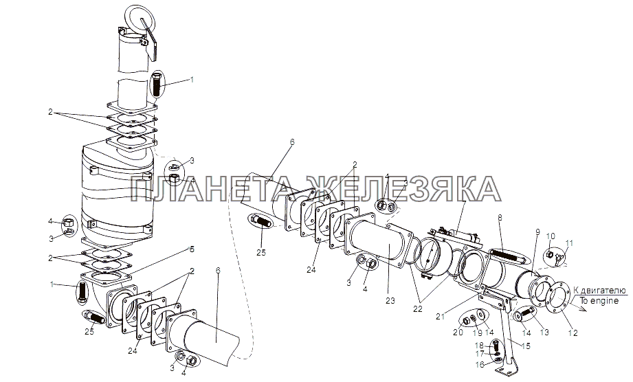 Трубы выхлопные МЗКТ-751652