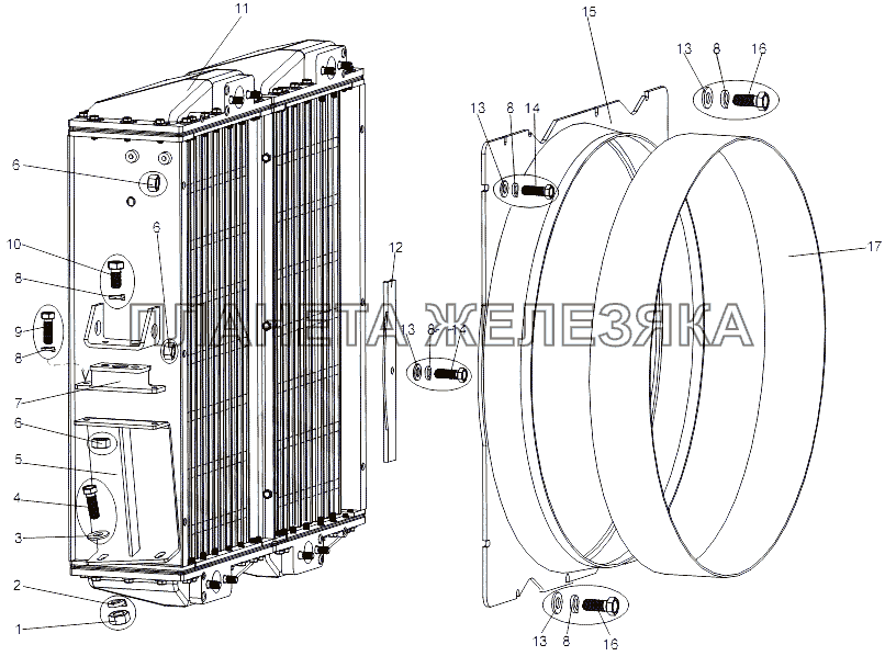 Установка радиатора МЗКТ-79092 (нов.)