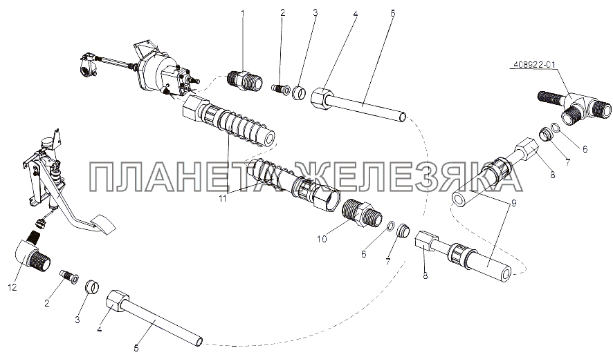 Установка привода управления сцеплением МЗКТ-75165