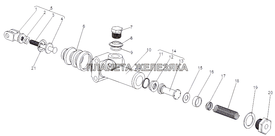 Подпедальный цилиндр 69237-1602300 МЗКТ-79091