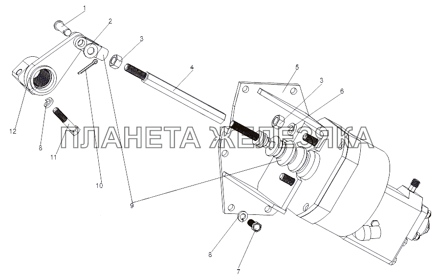 Установка рабочего цилиндра управления сцеплением МЗКТ-79092 (нов.)