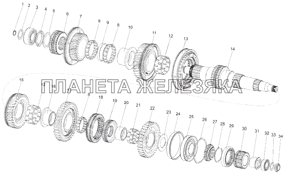 Вал вторичный коробки передач 202-1701100-04 МЗКТ-75165