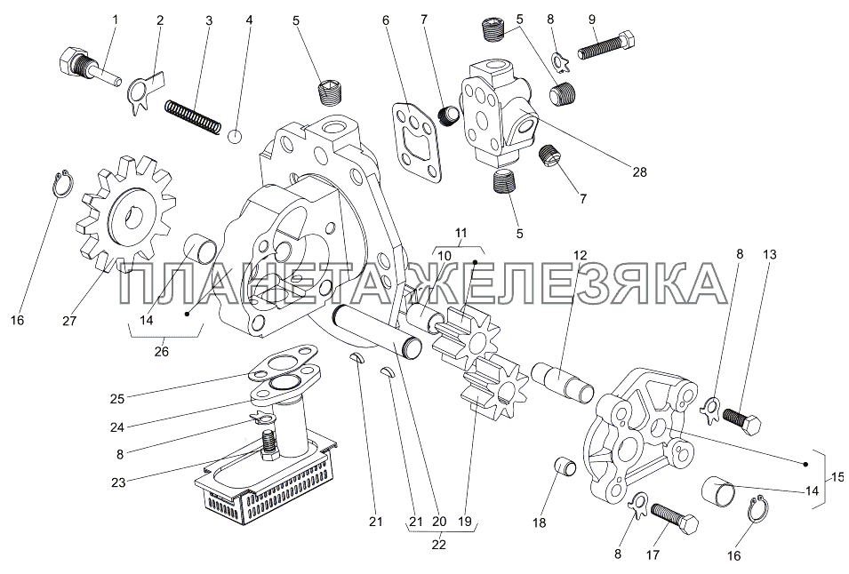 Масляный насос 202-1704010-10 МЗКТ-79091