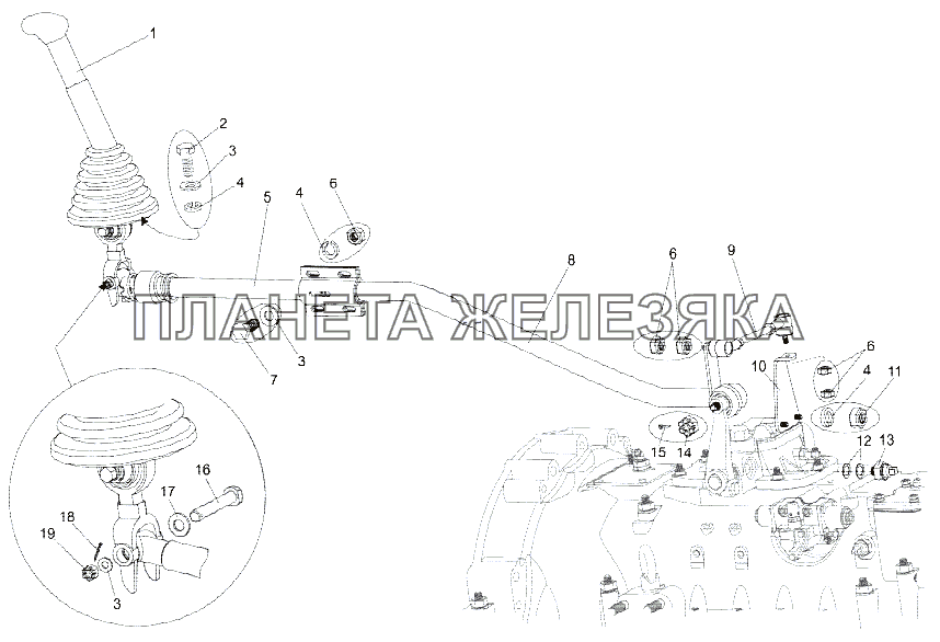 Тяги управления механизмом переключения передач МЗКТ-79091