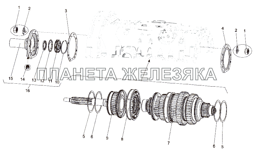 Установка первичного и вторичного валов МЗКТ-751652