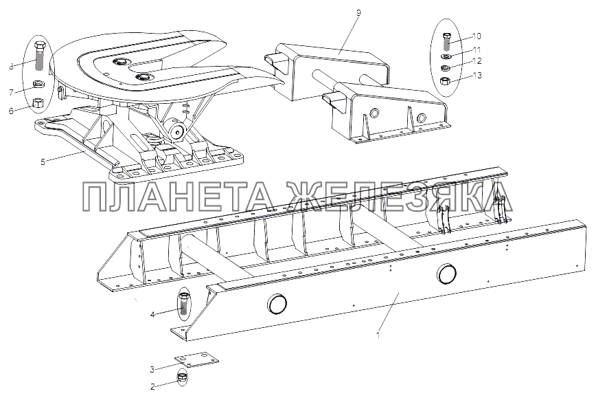 Установка седельного устройства МЗКТ-79091