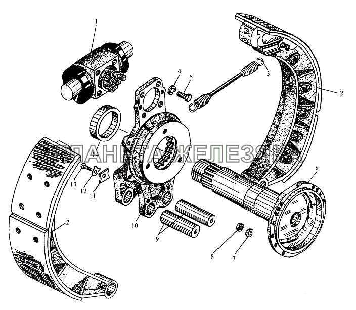 Тормоза рабочие передние и задние МЗКТ-79091
