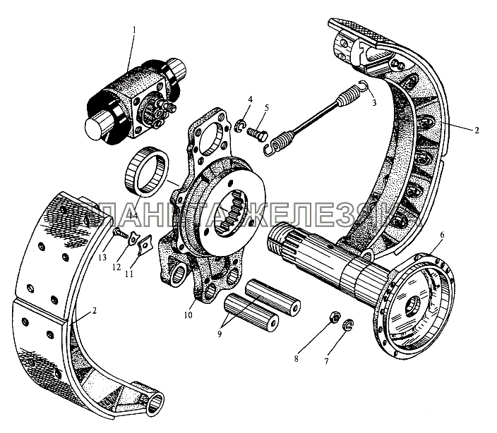 Тормоза рабочие передние и задние МЗКТ-79092 (нов.)