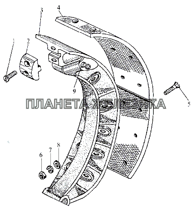 Колодка тормоза МЗКТ-79096