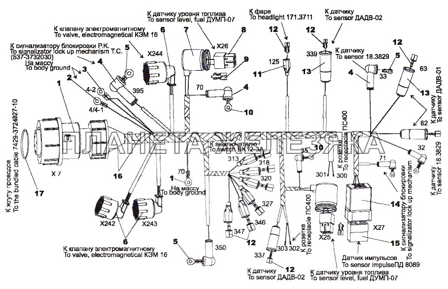 Жгут проводов 7429-3724584-10 МЗКТ-79092 (нов.)