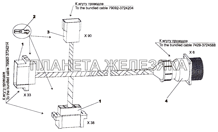 Жгут проводов 79092-3724580 МЗКТ-79092 (нов.)