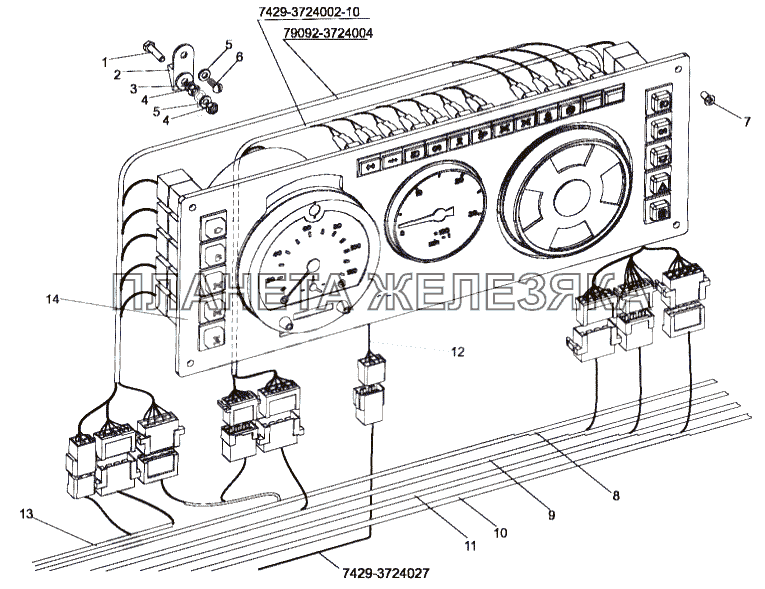 Установка панели приборов двигателя МЗКТ-79092 (нов.)