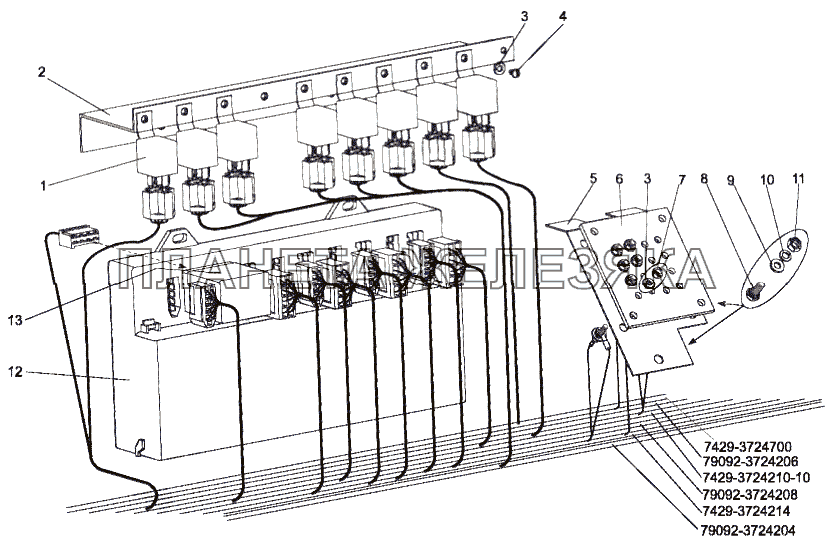 Установка блока предохранителей и реле МЗКТ-7429