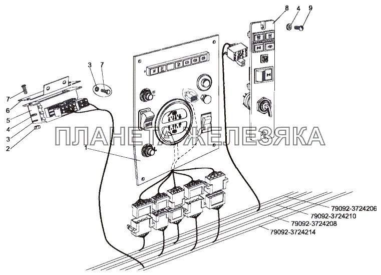 Установка панели приборов шасси и панели переключателей МЗКТ-79096