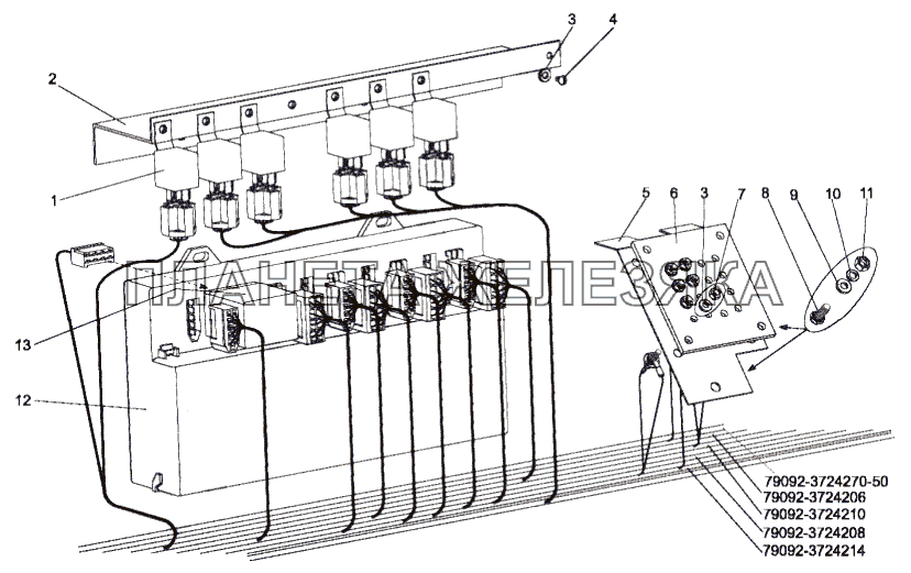 Установка блока предохранителей и реле МЗКТ-79092 (нов.)
