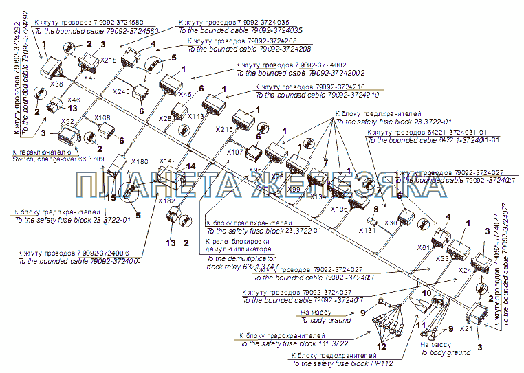 Жгут проводов №5 в кабине 79092-3724214 МЗКТ-79092 (нов.)