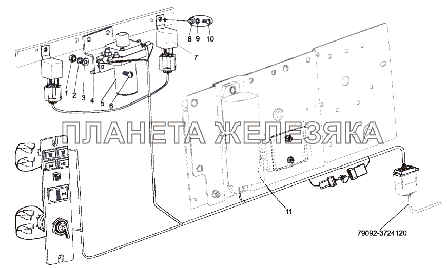 Установка электрооборудования подогревателя в кабине МЗКТ-79092 (нов.)