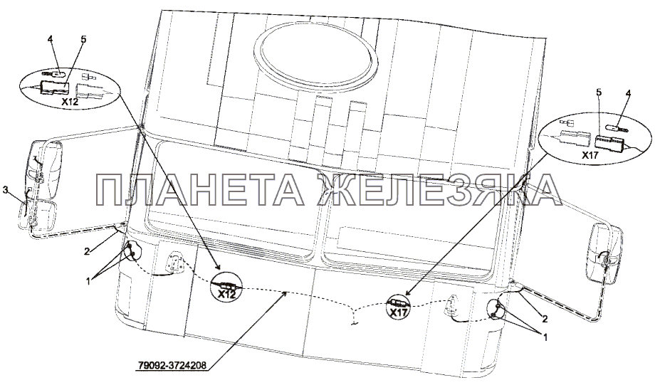 Установка обогреваемых зеркал МЗКТ-79097