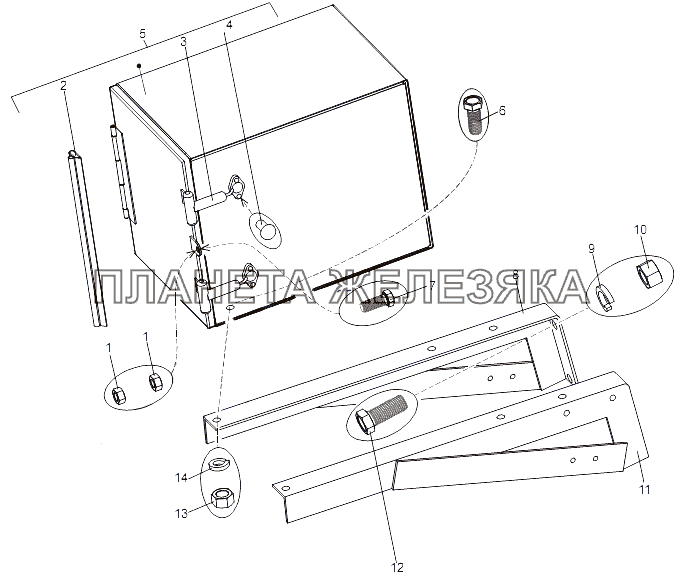 Установка инструментального ящика МЗКТ-79096