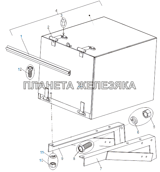 Установка инструментального ящика МЗКТ-79091