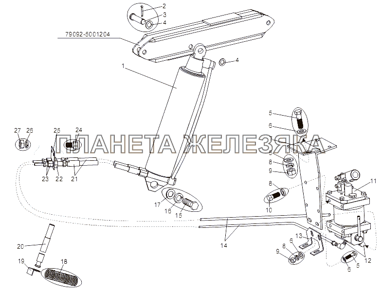 Механизм подъёма кабины МЗКТ-75165