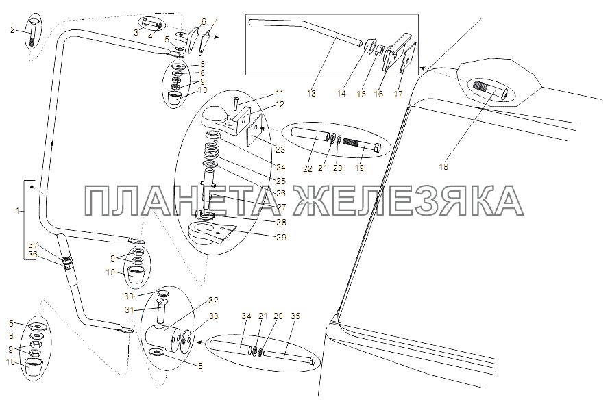 Установка держателей зеркал МЗКТ-79096