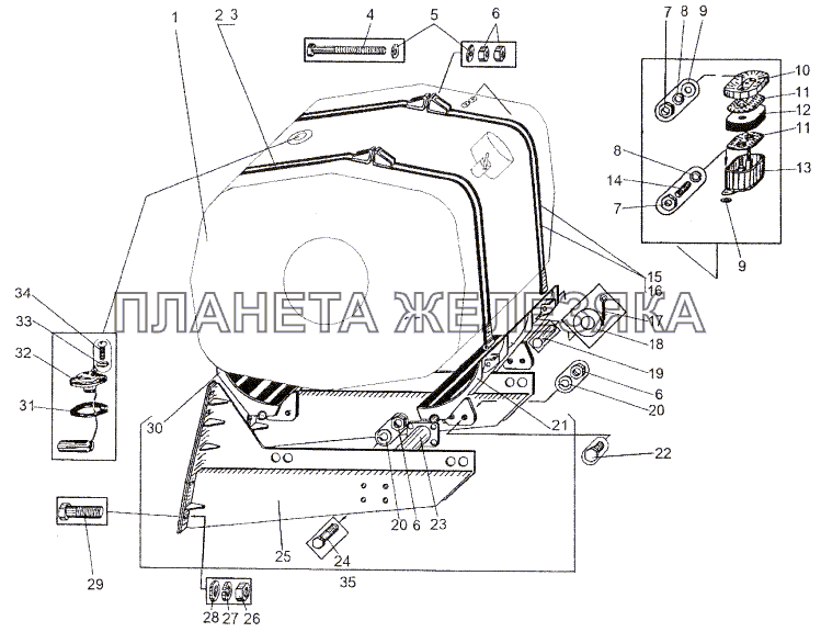 Установка топливного бака МЗКТ-74296