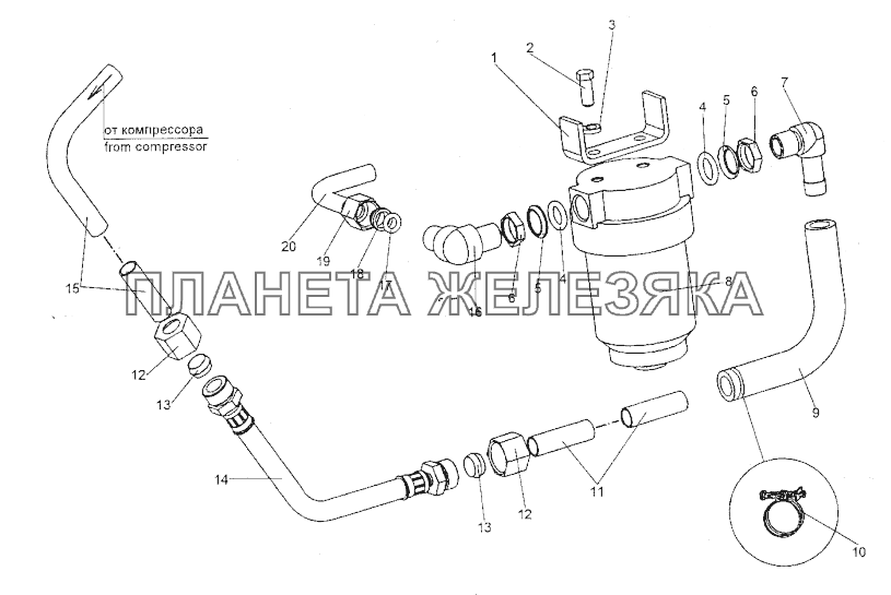 Установка фильтра воздушного МЗКТ-74296