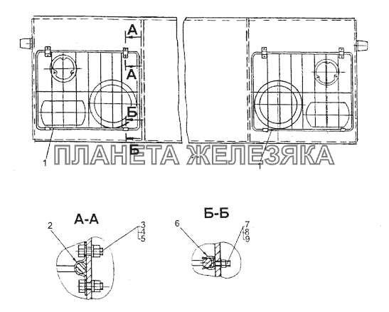 Установка решеток на бампере МЗКТ-74296