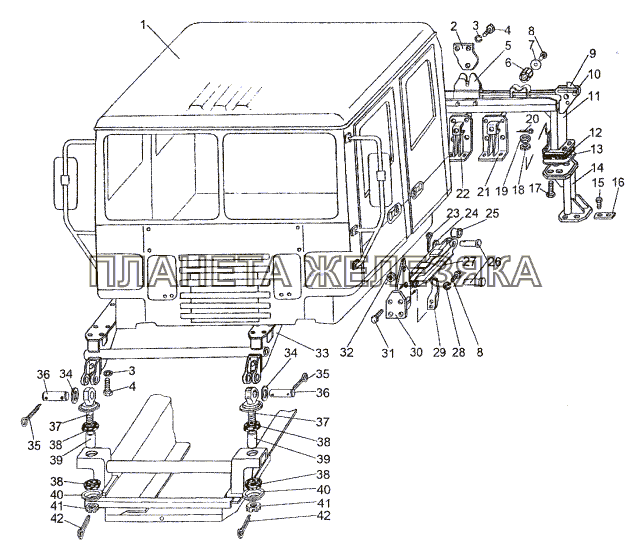 Установка кабины МЗКТ-74296