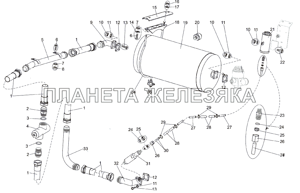 Система смазки и воздуховоды МЗКТ-7930-200